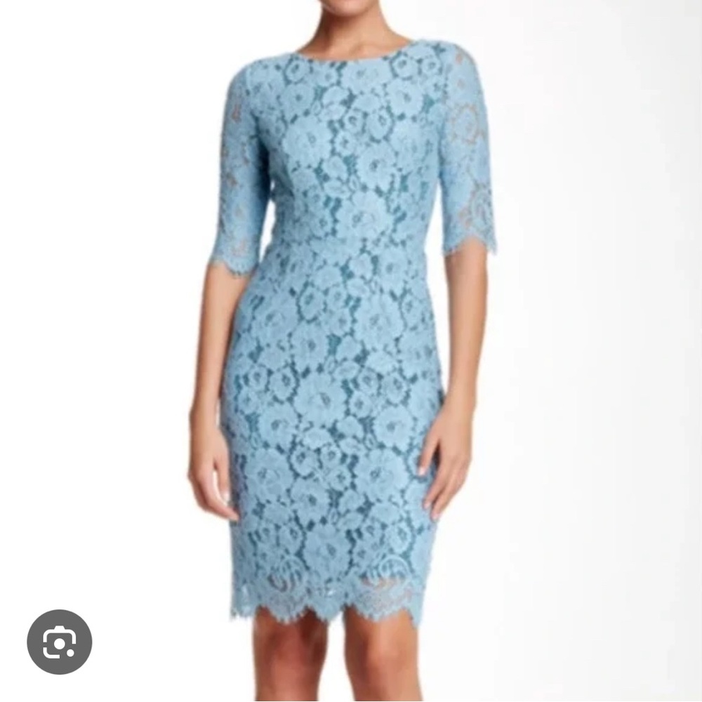 ERIN by Erin Fetherston Blue Sheath Dress with Bateau Neckline